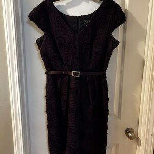 Alex Evenings Dark Purple Textured Midi Dress